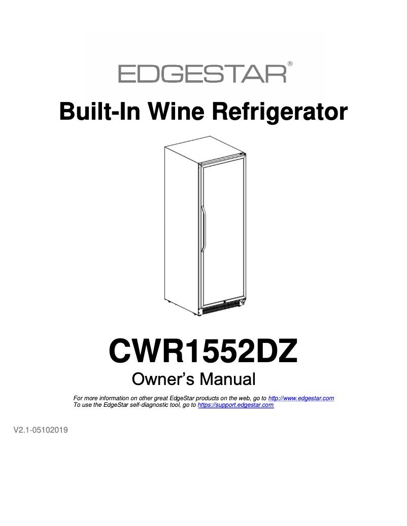 Page 1 de la notice Manuel utilisateur EdgeStar CWR1552DZ