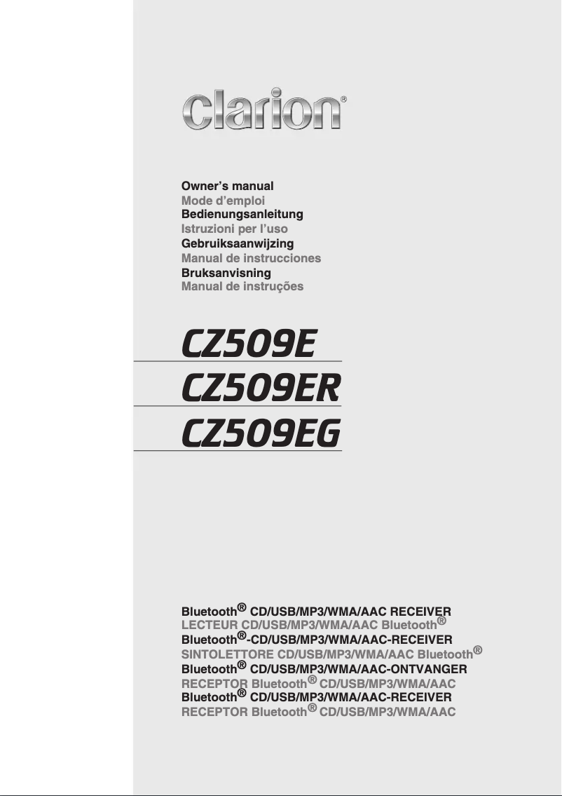 Page n°1 - Manuel utilisateur Clarion CZ509EG