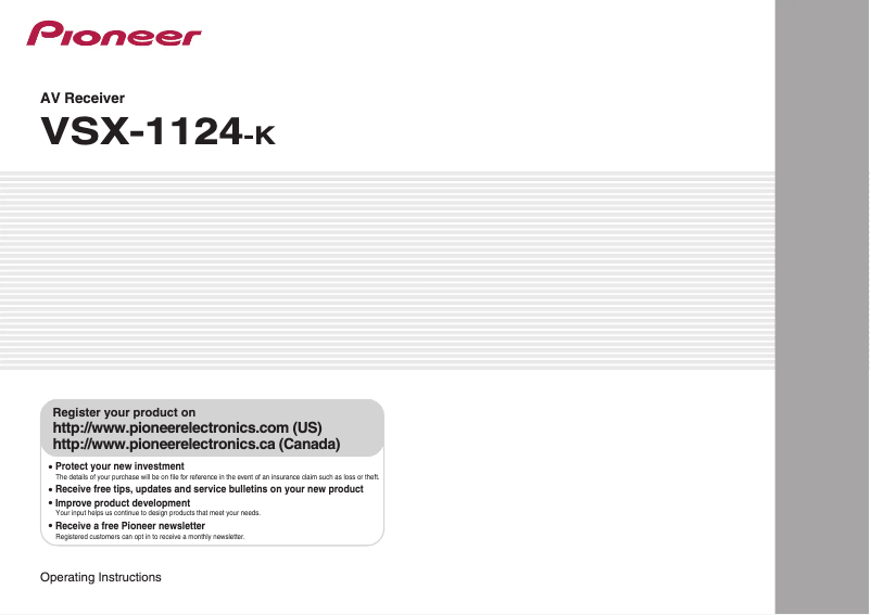 Page n°1 - Manuel utilisateur Pioneer VSX-1124-K