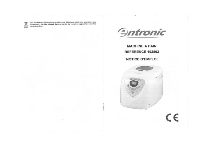 Page n°1 - Manuel utilisateur Entronic 102803
