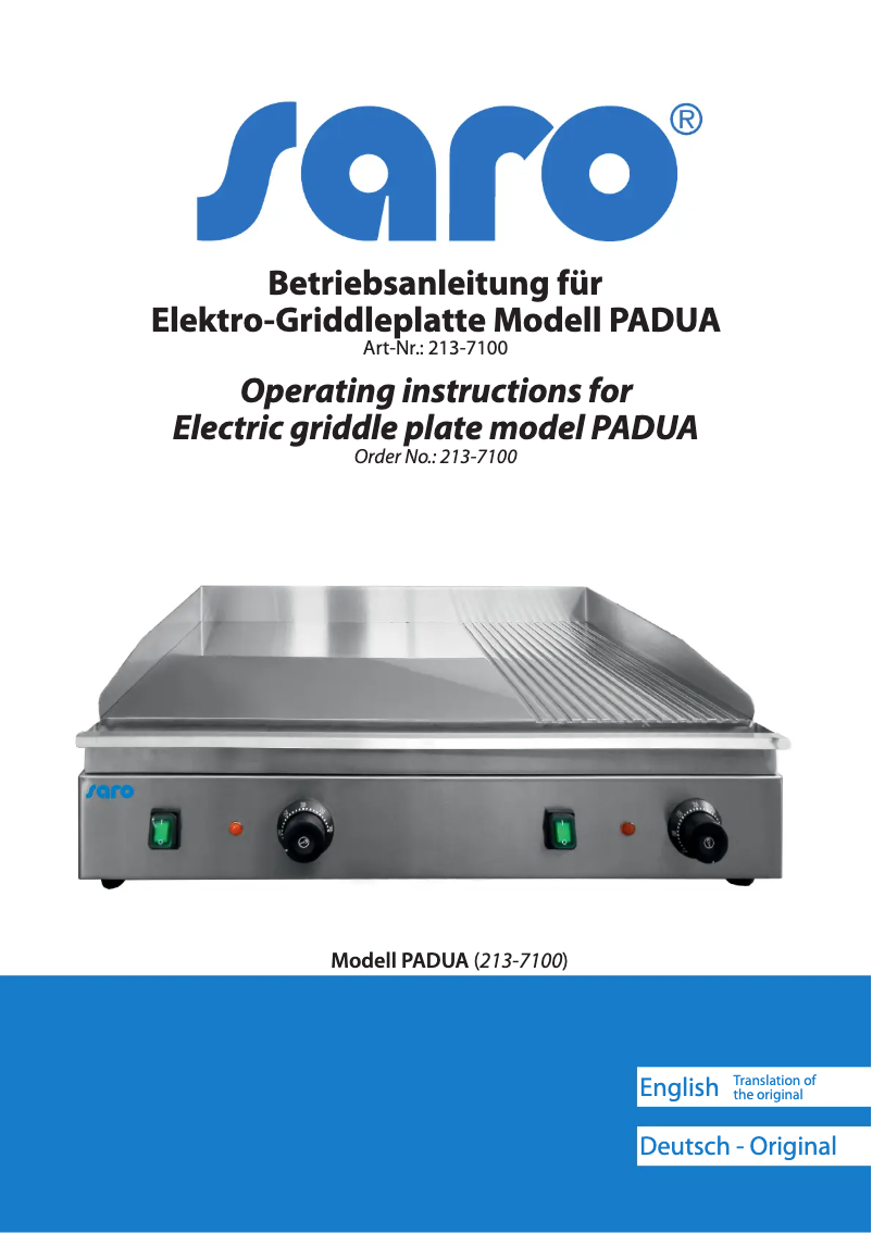 Page 1 de la notice Manuel utilisateur Saro PADUAO 213-7100