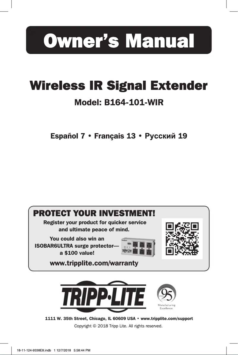 Page 1 de la notice Manuel utilisateur Tripp Lite B164-101-WIR