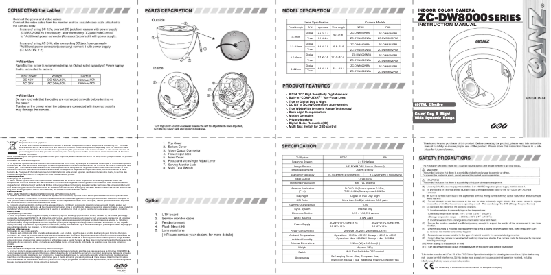 Page 1 de la notice Manuel utilisateur Ganz ZC-DW8312NBA