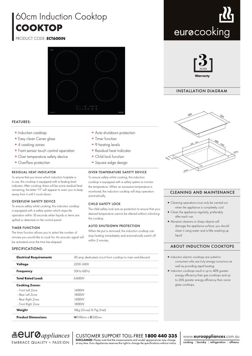 Page 1 de la notice Manuel utilisateur Euro Appliances ECT600IN