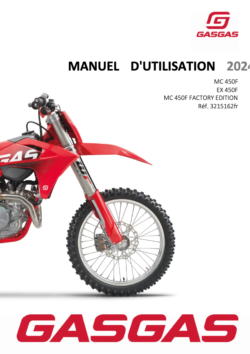 Page 1 de la notice Manuel utilisateur GasGas MC 450F (2024)