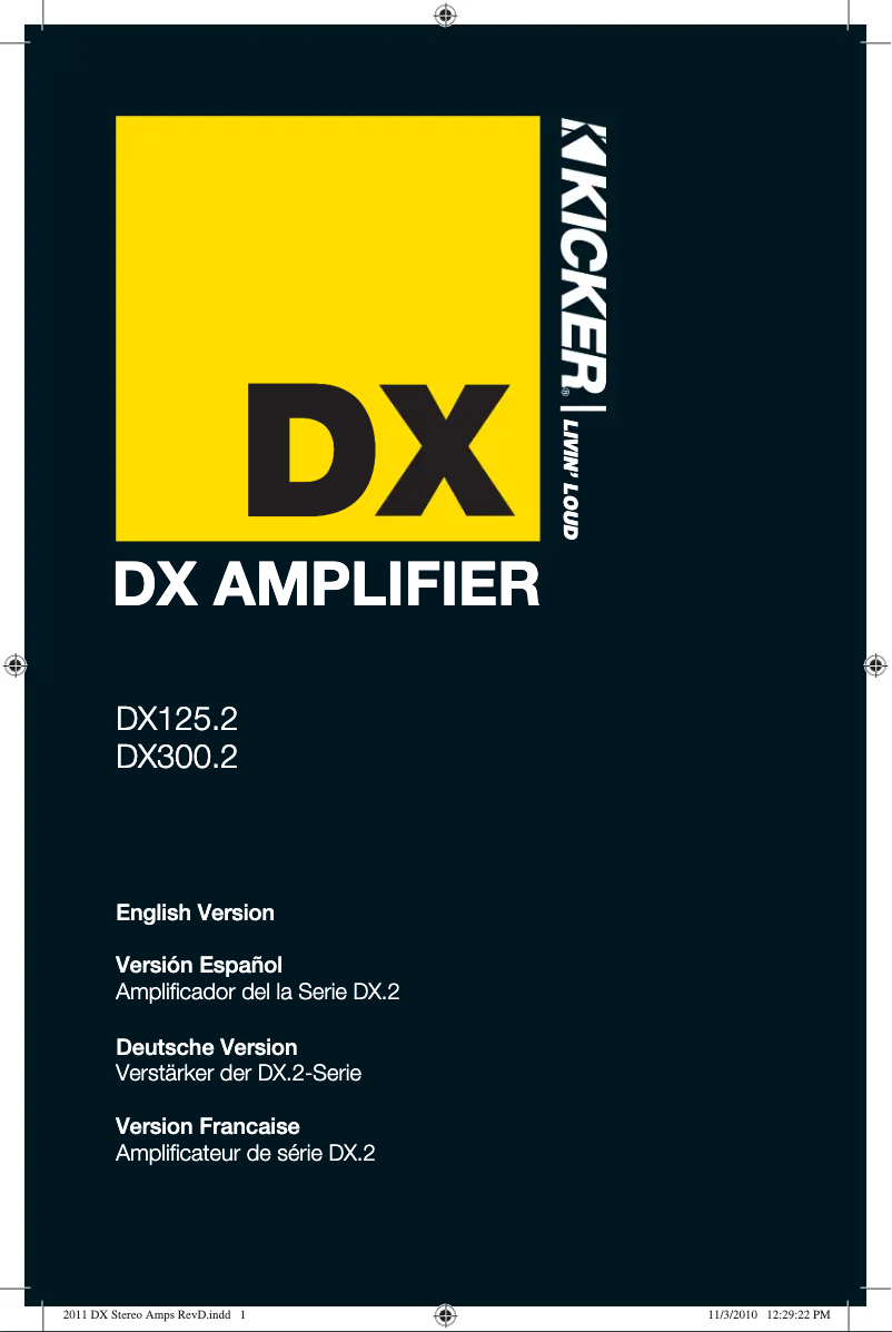 Page 1 de la notice Manuel utilisateur Kicker DX300 2