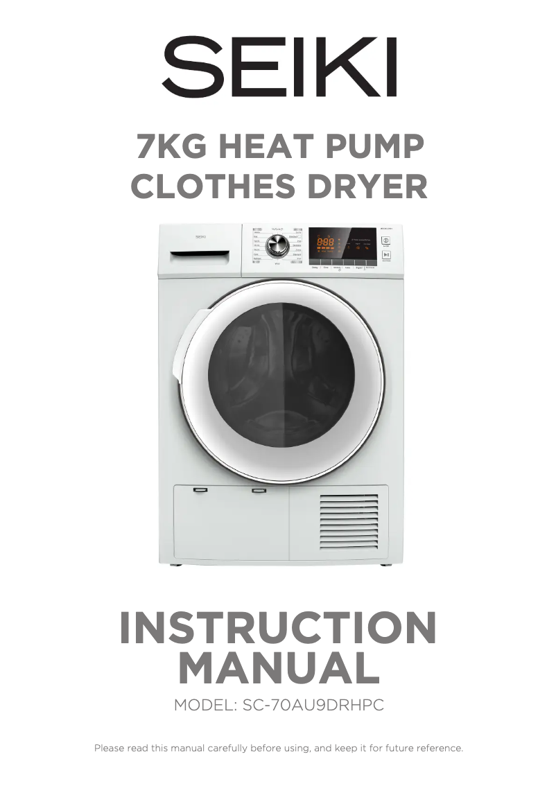Page 1 de la notice Manuel utilisateur Seiki SC-70AU9DRHPC