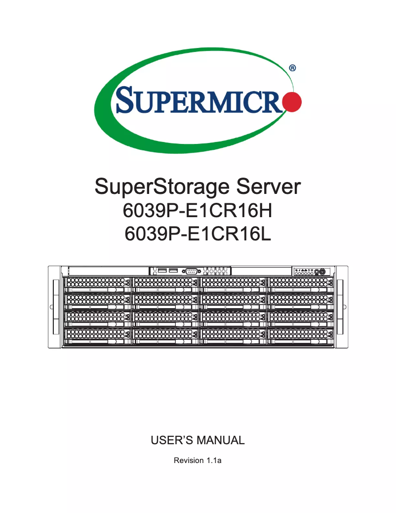 Page 1 de la notice Manuel utilisateur Supermicro SuperStorage 6039P-E1CR16L