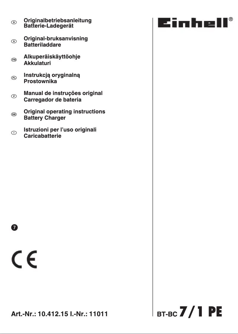 Image de la première page du manuel de l'appareil BT-BC 7/1 PE