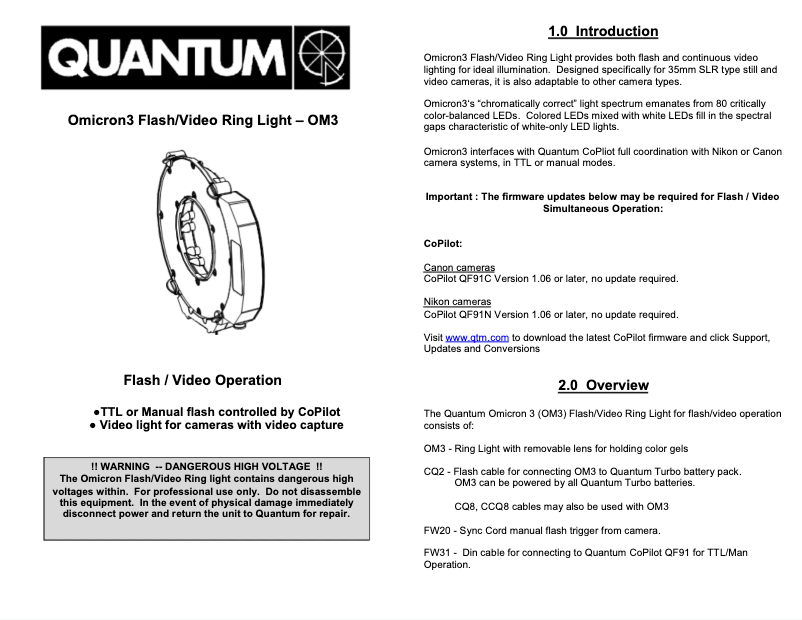 Page 1 de la notice Manuel utilisateur Quantum Omicron 3