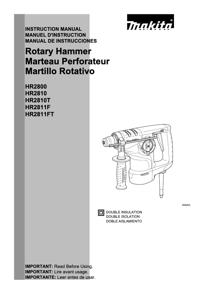 Page n°1 - Manuel utilisateur Makita HR2810T