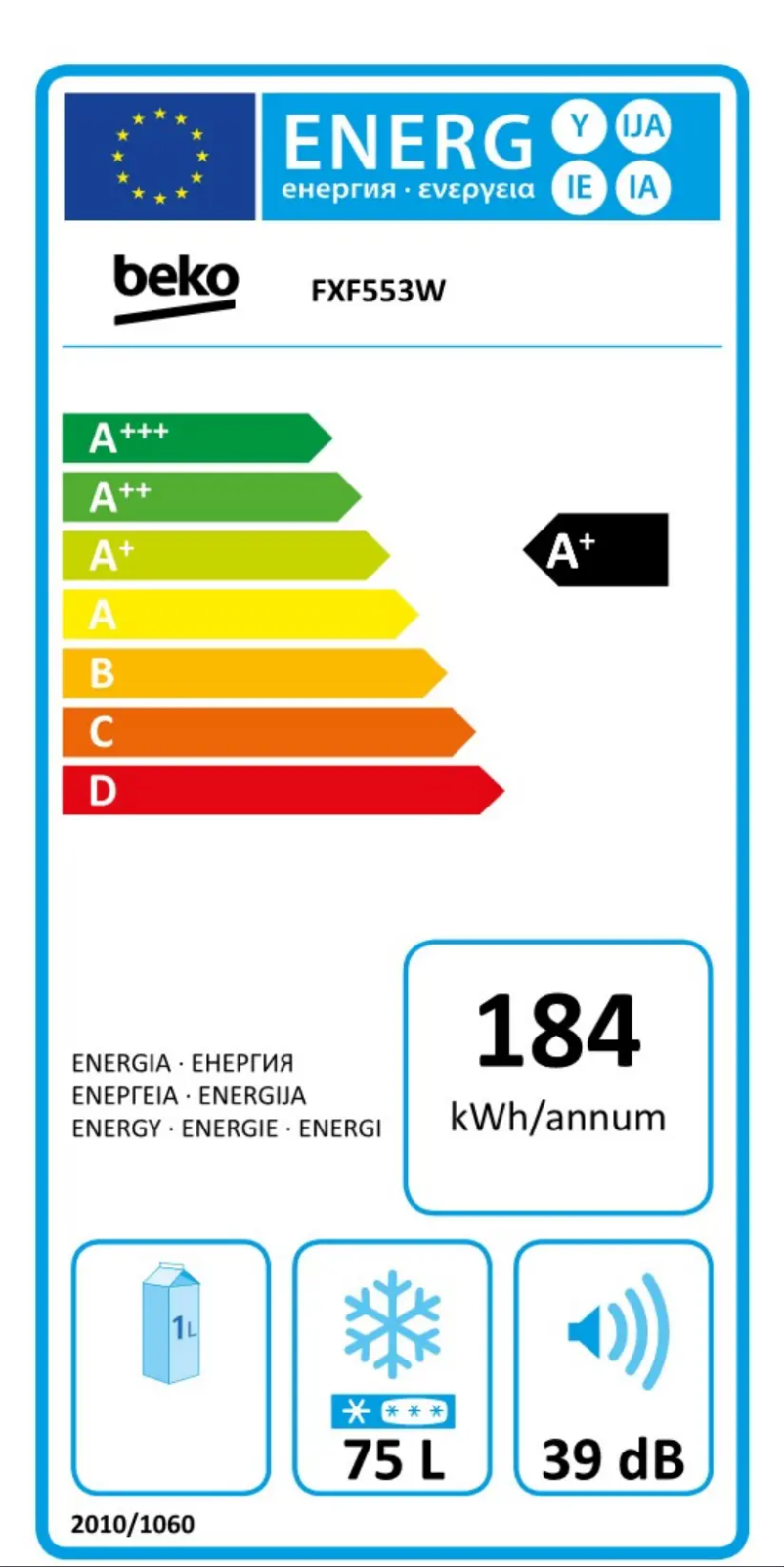Page n°1 - Label énergétique Beko FXF553