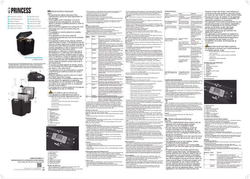 Page 1 de la notice Manuel utilisateur Princess 152010