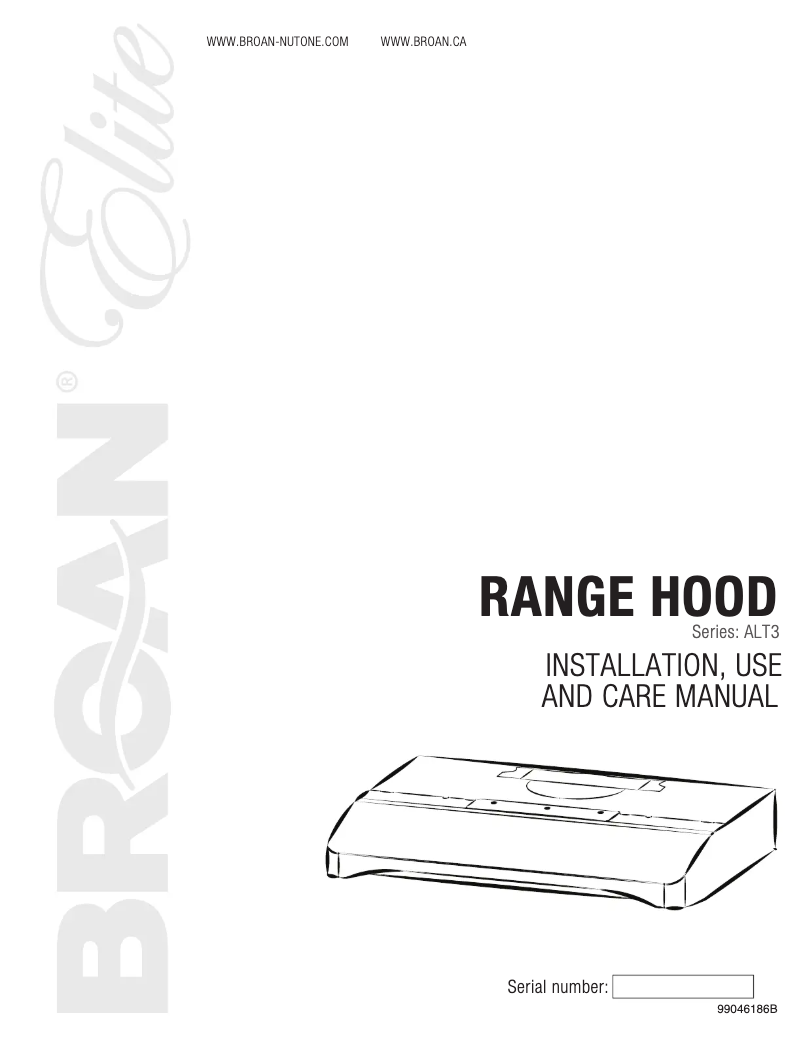 Page 1 de la notice Guide d'installation Broan ALT330SS