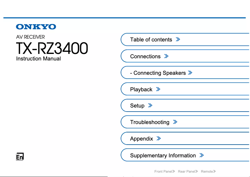 Page 1 de la notice Manuel utilisateur Onkyo TX-RZ3400