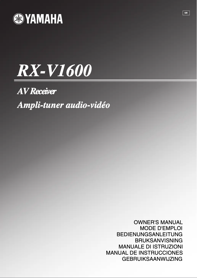 Page n°1 - Manuel utilisateur Yamaha RX-V1600