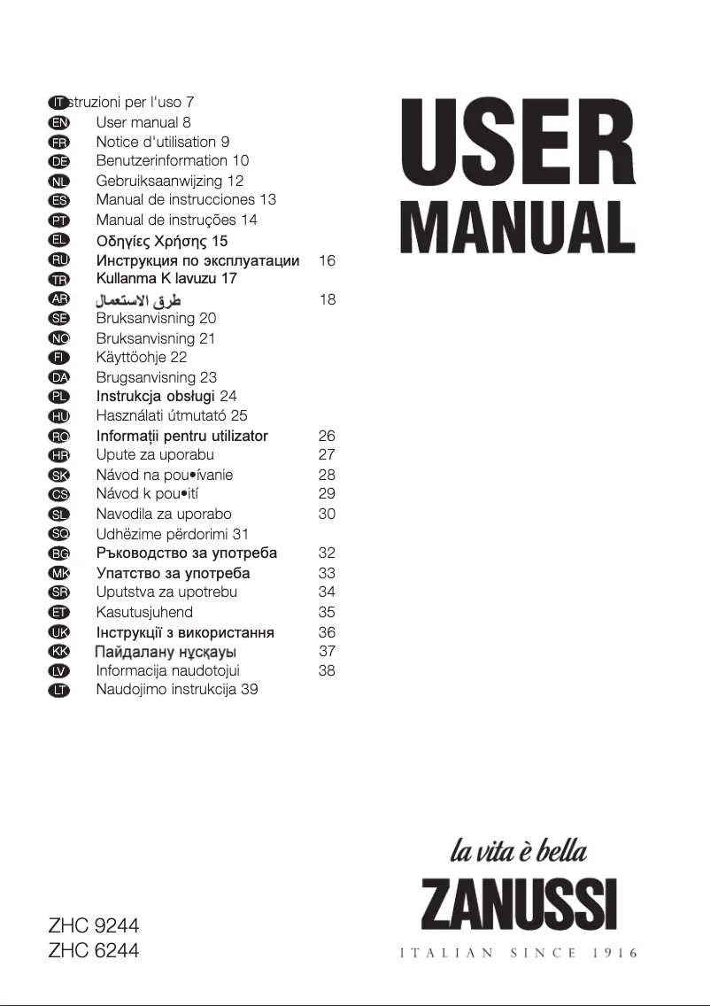 Page n°1 - Manuel utilisateur Zanussi ZHC 6244