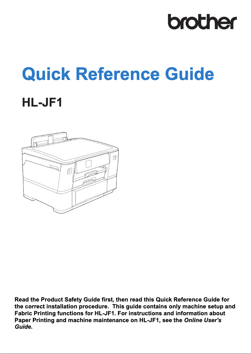 Page 1 de la notice Manuel utilisateur Brother HL-JF1