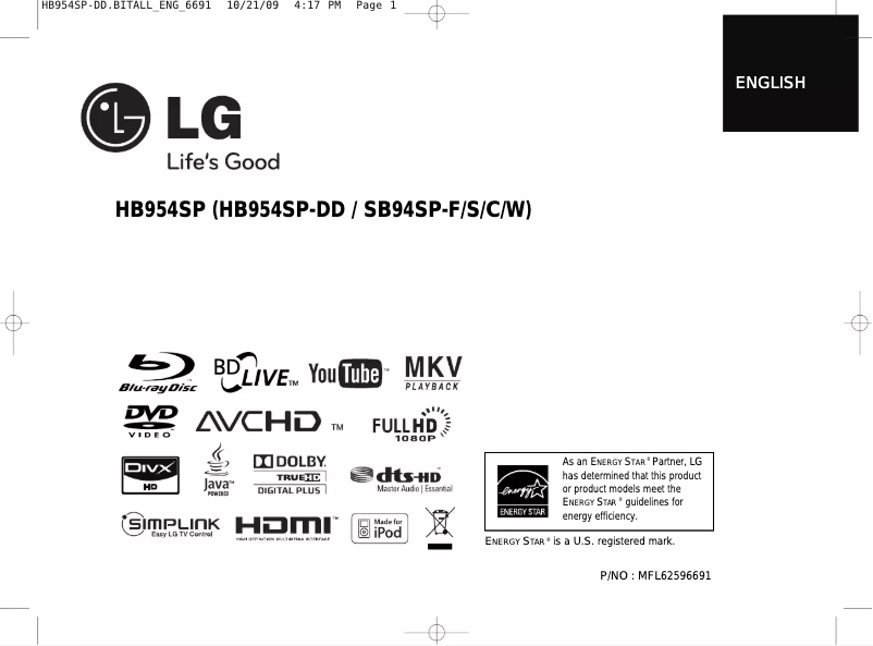 Page n°1 - Manuel utilisateur LG HB954SP-AP