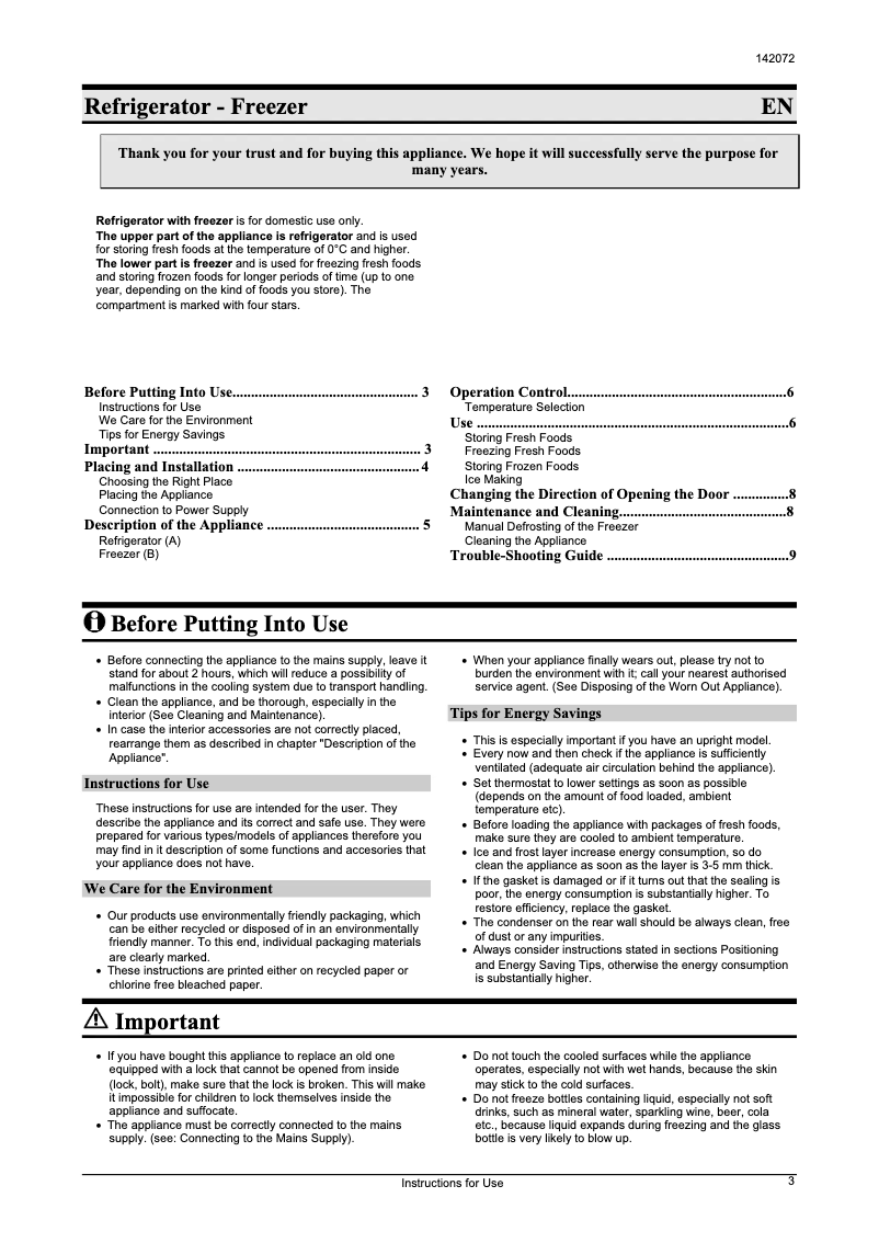 Image de la première page du manuel de l'appareil K 337 MLB