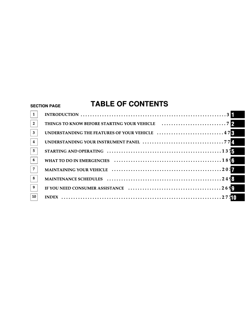 Image de la première page du manuel de l'appareil Stratus Sedan (2006)