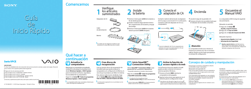 Page n°1 - Guide d'installation Sony Vaio VPCEA2TGX
