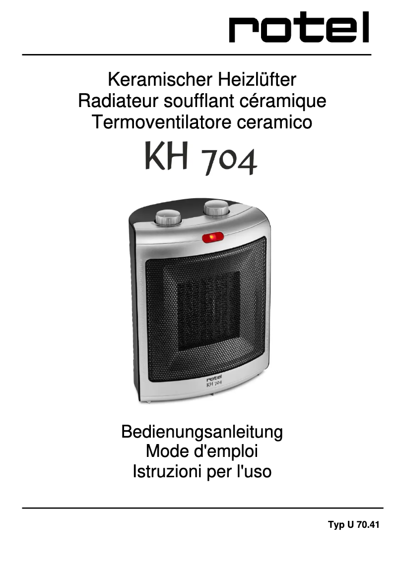 Page n°1 - Manuel utilisateur Rotel KH 704