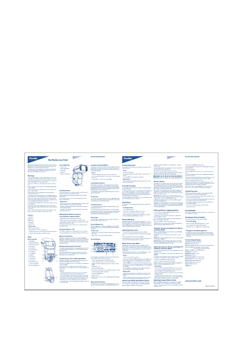 Page n°1 - Manuel utilisateur Phottix Juno