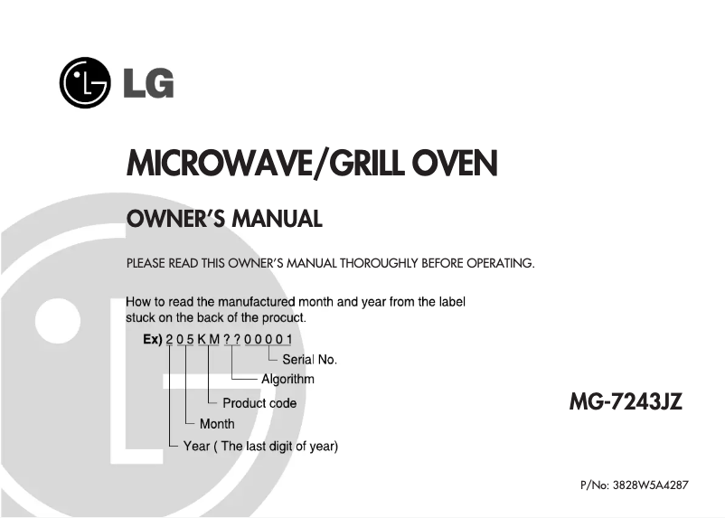 Page 1 de la notice Manuel utilisateur LG MG-7243JZ