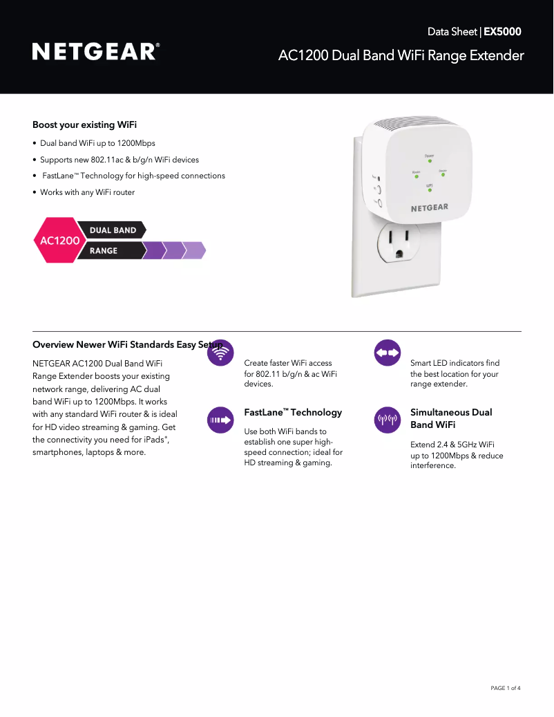 Page n°1 - Fiche technique Netgear EX5000