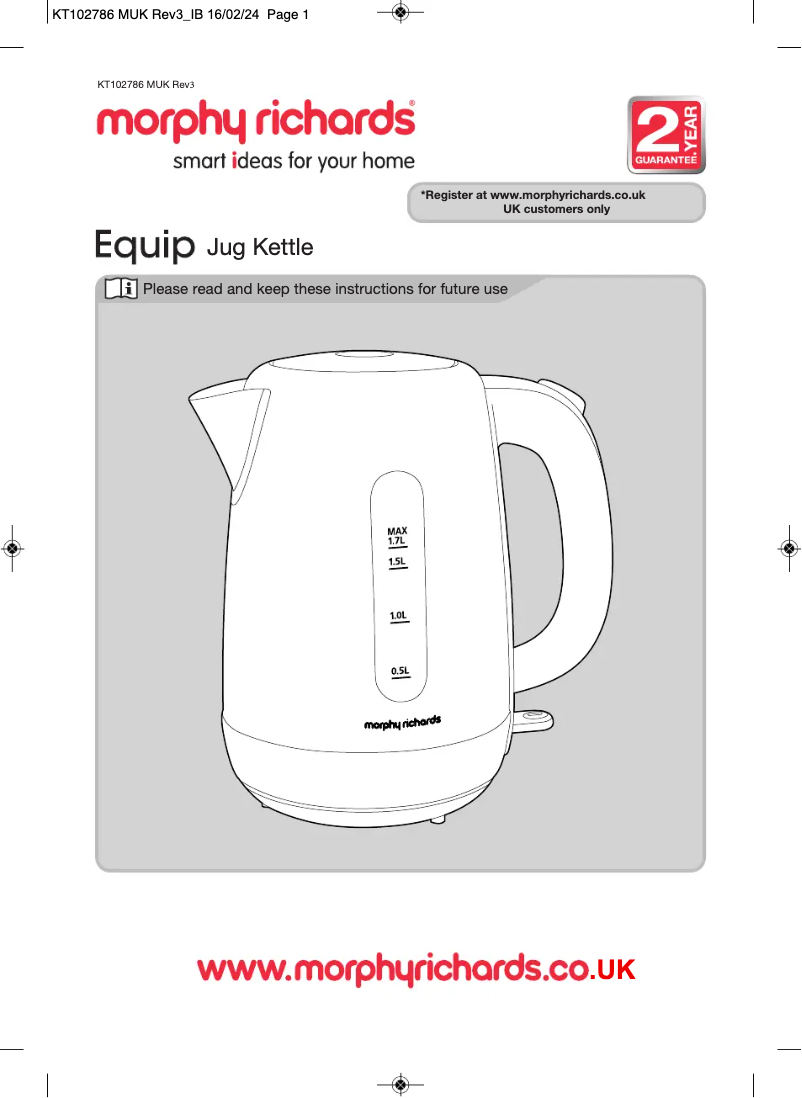 Image de la première page du manuel de l'appareil Equip 102785