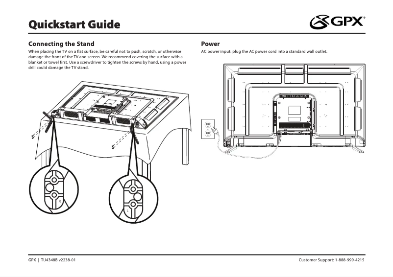 Page 1 de la notice Guide de démarrage rapide GPX TU4348B