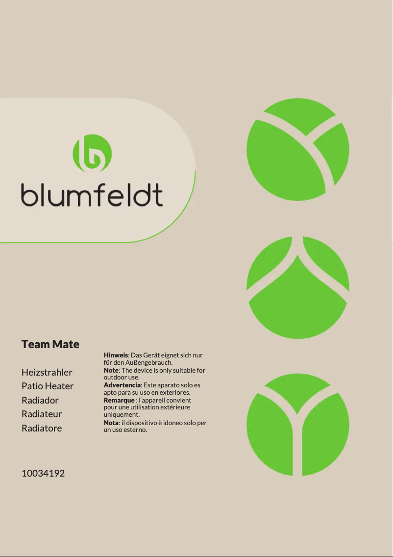 Page n°1 - Manuel utilisateur Blumfeldt Team Mate