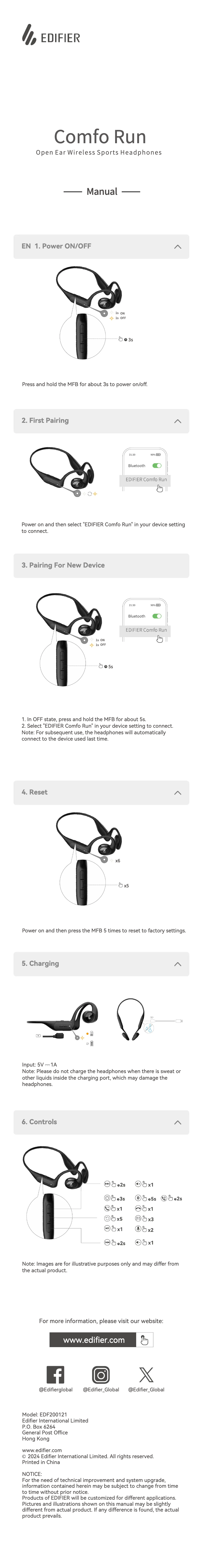 Page n°1 - Manuel utilisateur Edifier Comfo Run