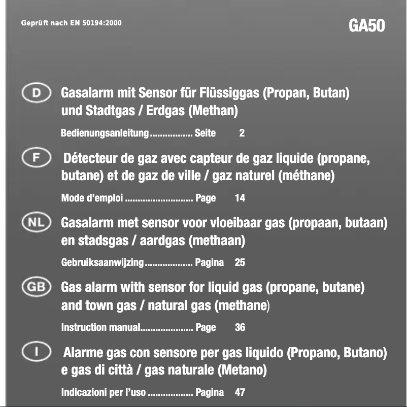 Página 1 del manual Manual de usuario Pentatech GA50