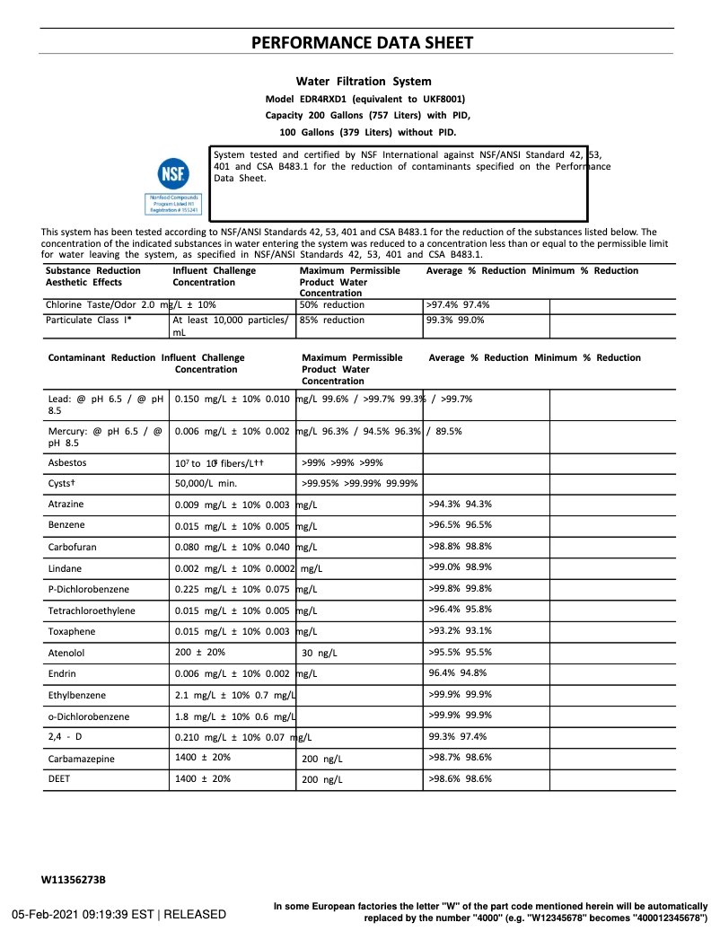Page 1 de la notice Fiche technique KitchenAid KRFF302ESS