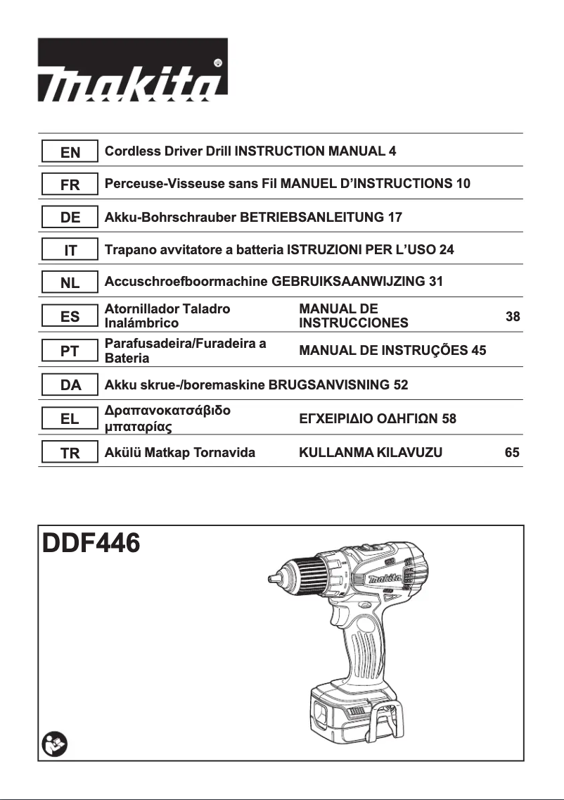 Page 1 de la notice Manuel utilisateur Makita DDF446ZJ