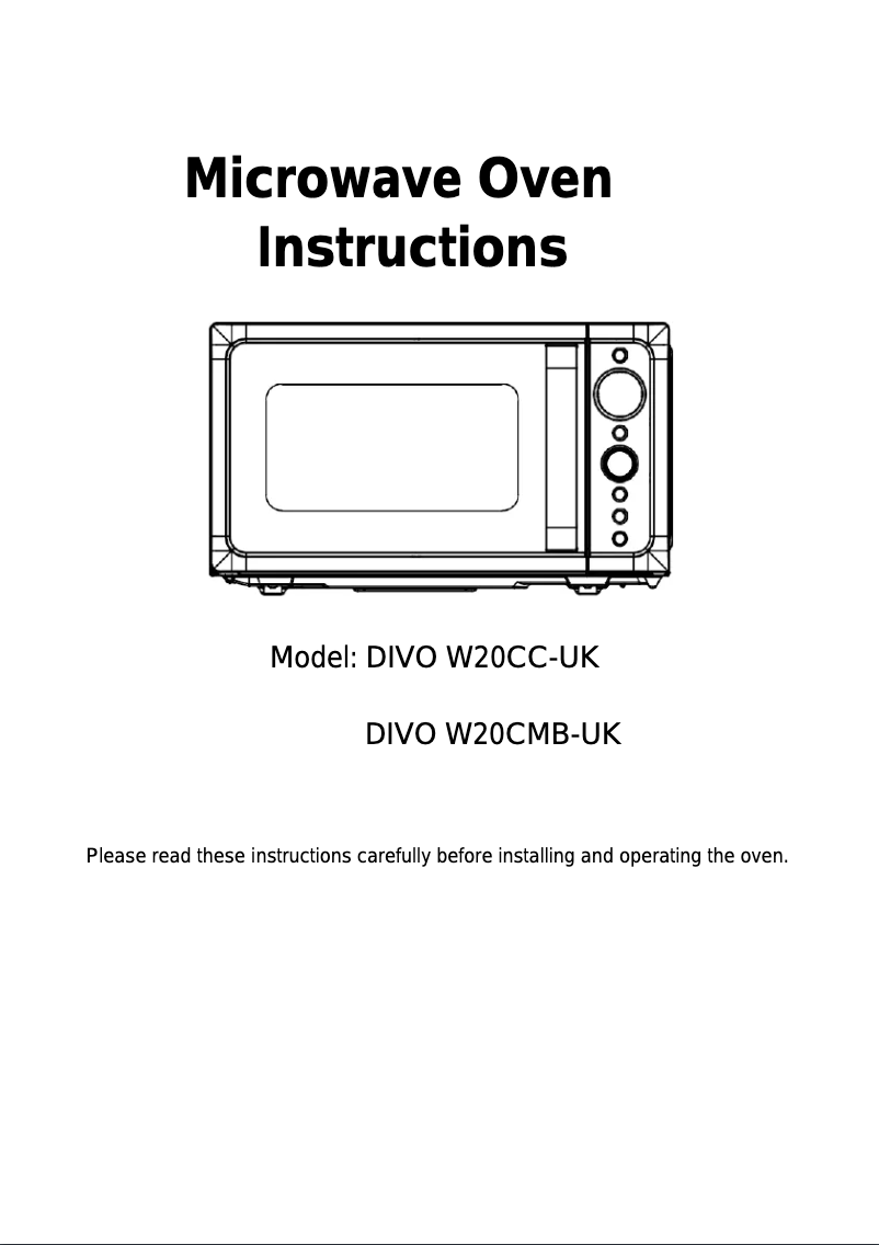 Image de la première page du manuel de l'appareil DIVO W20CMB-UK