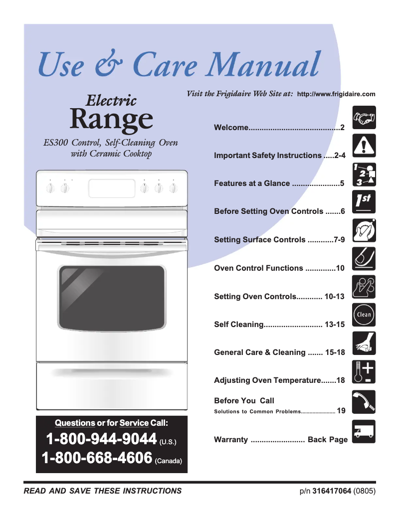 Page 1 de la notice Manuel utilisateur Frigidaire FEF369HS
