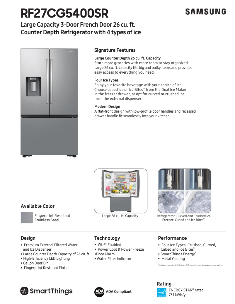 Page n°1 - Fiche technique Samsung RF27CG5400SR