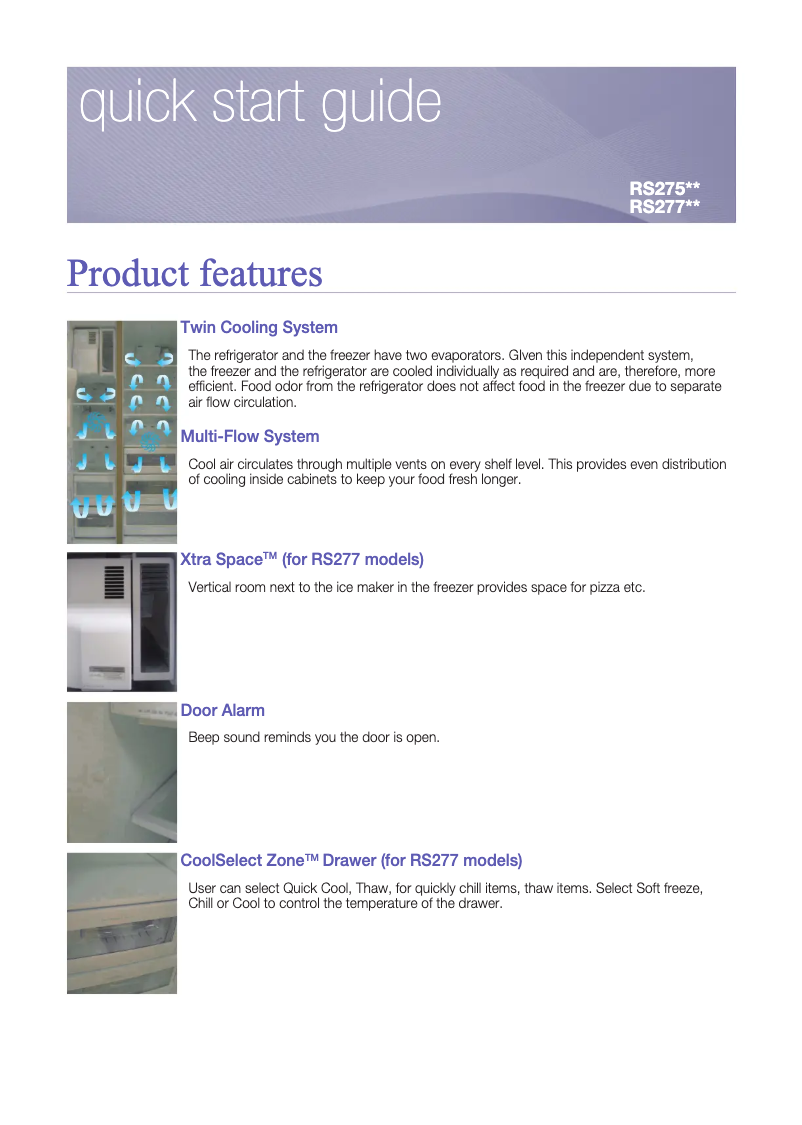 Page 1 de la notice Guide de démarrage rapide Samsung RSA1STPE