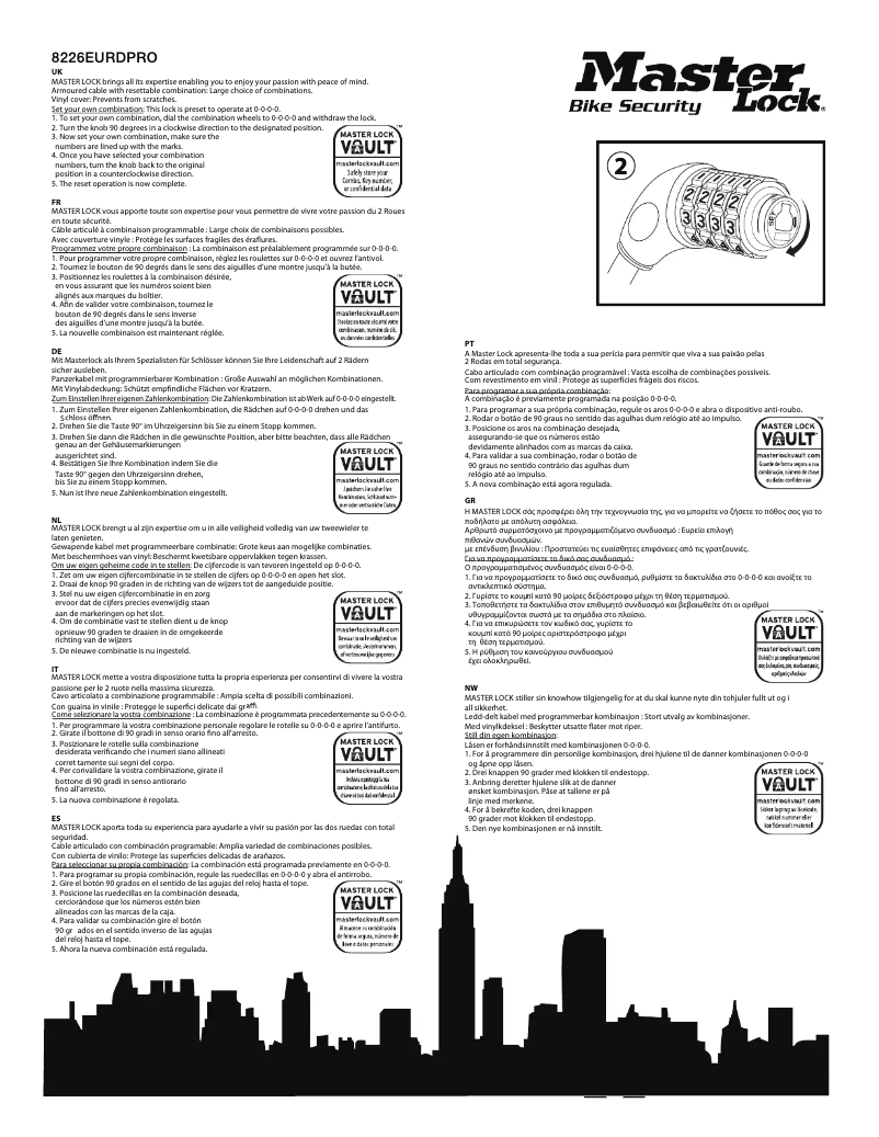 Page 1 de la notice Manuel utilisateur Master Lock 8226