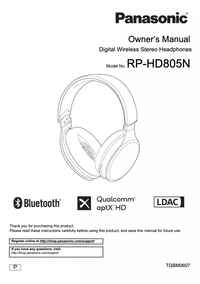Page 1 de la notice Manuel utilisateur Panasonic RP-HD805