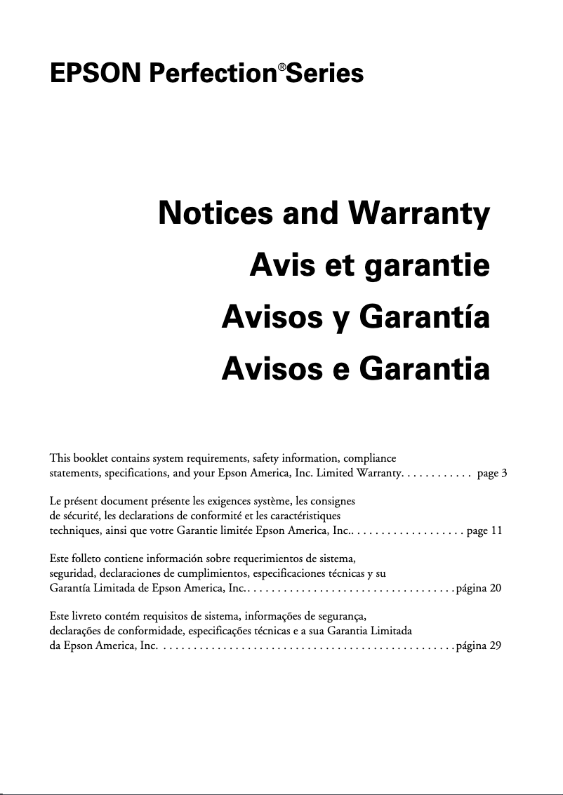 Page 1 de la notice Manuel utilisateur Epson Perfection 1260