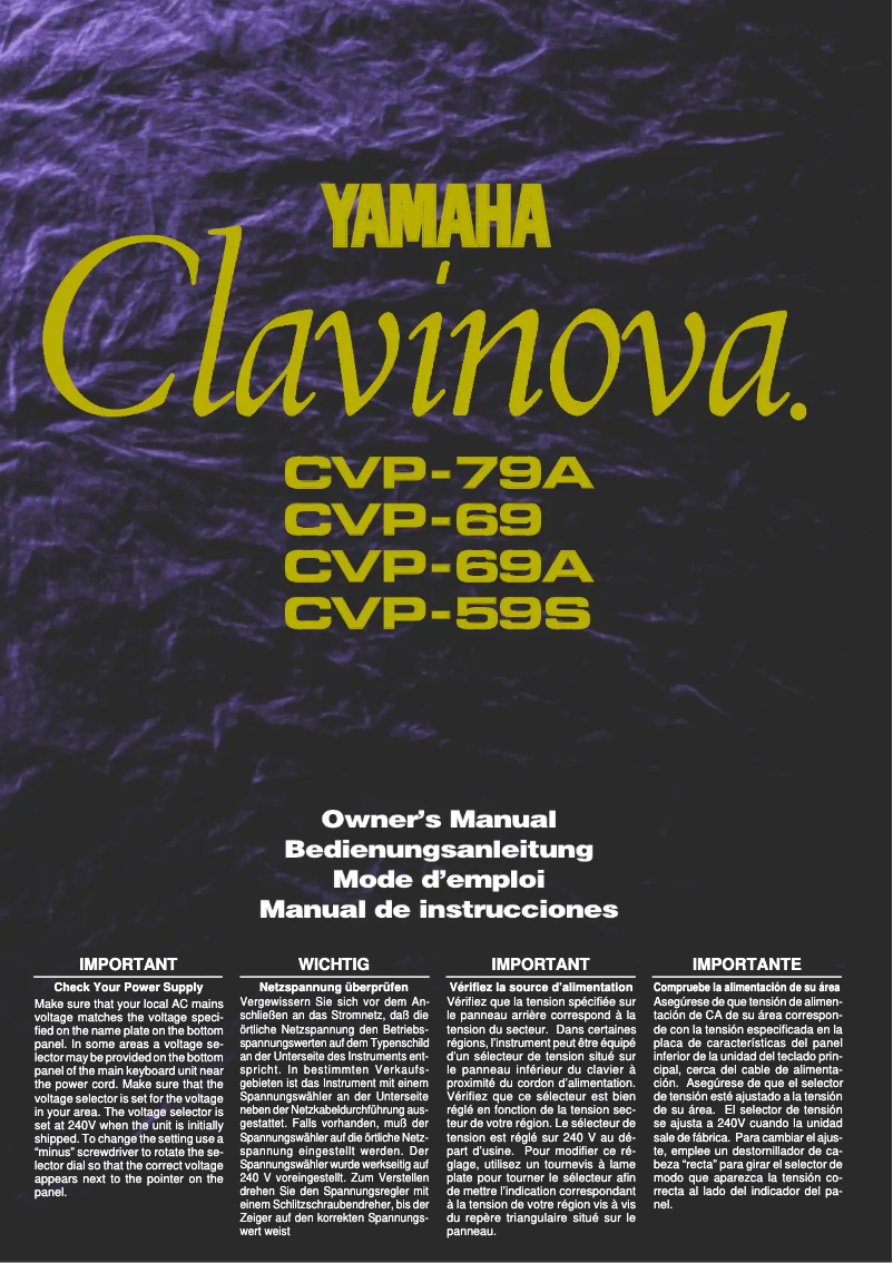 Image de la première page du manuel de l'appareil Clavinova CVP-59S