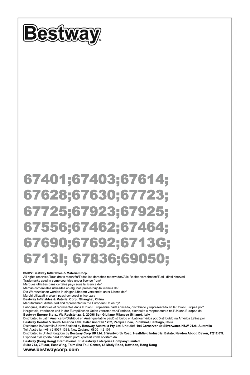 Page n°1 - Manuel utilisateur Bestway 67725