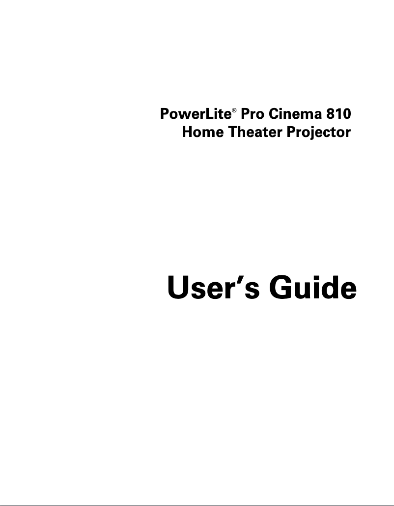 Image de la première page du manuel de l'appareil PowerLite Pro Cinema 810