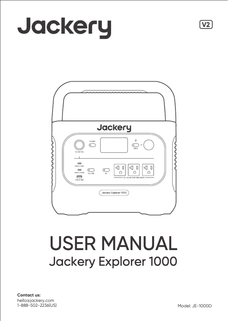 Page n°1 - Manuel utilisateur Jackery Explorer 1000 v2