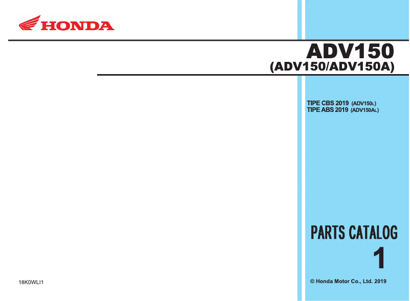 Page 1 de la notice Manuel utilisateur Honda ADV 150 (2019)