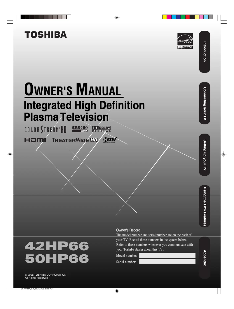 Page n°1 - Manuel utilisateur Toshiba 42HP66